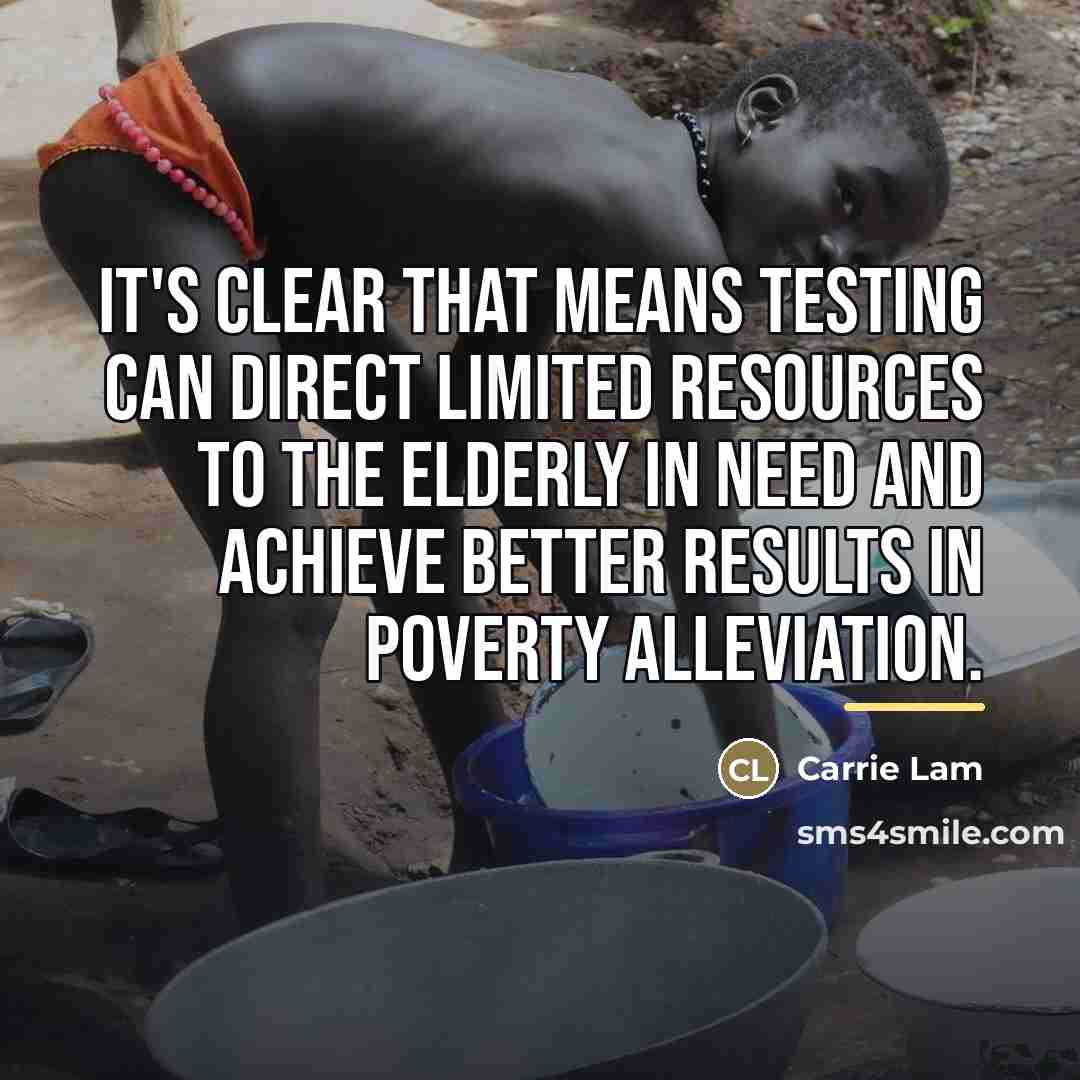 “It's clear that means testing can direct limited resources to…” quote by Carrie Lam