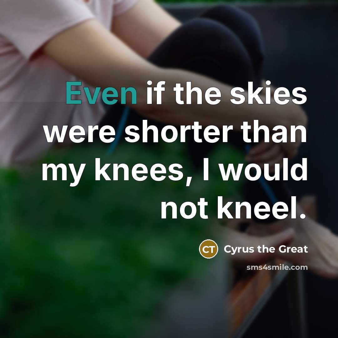 “Even if the skies were shorter than my knees, I…” quote by Cyrus the Great