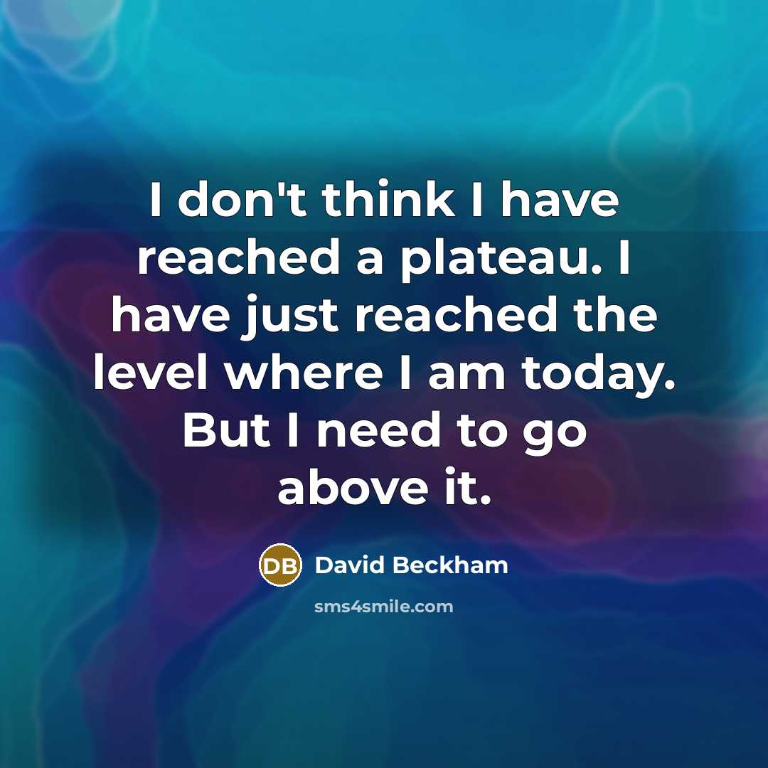 “I don't think I have reached a plateau. I have…” quote by David Beckham