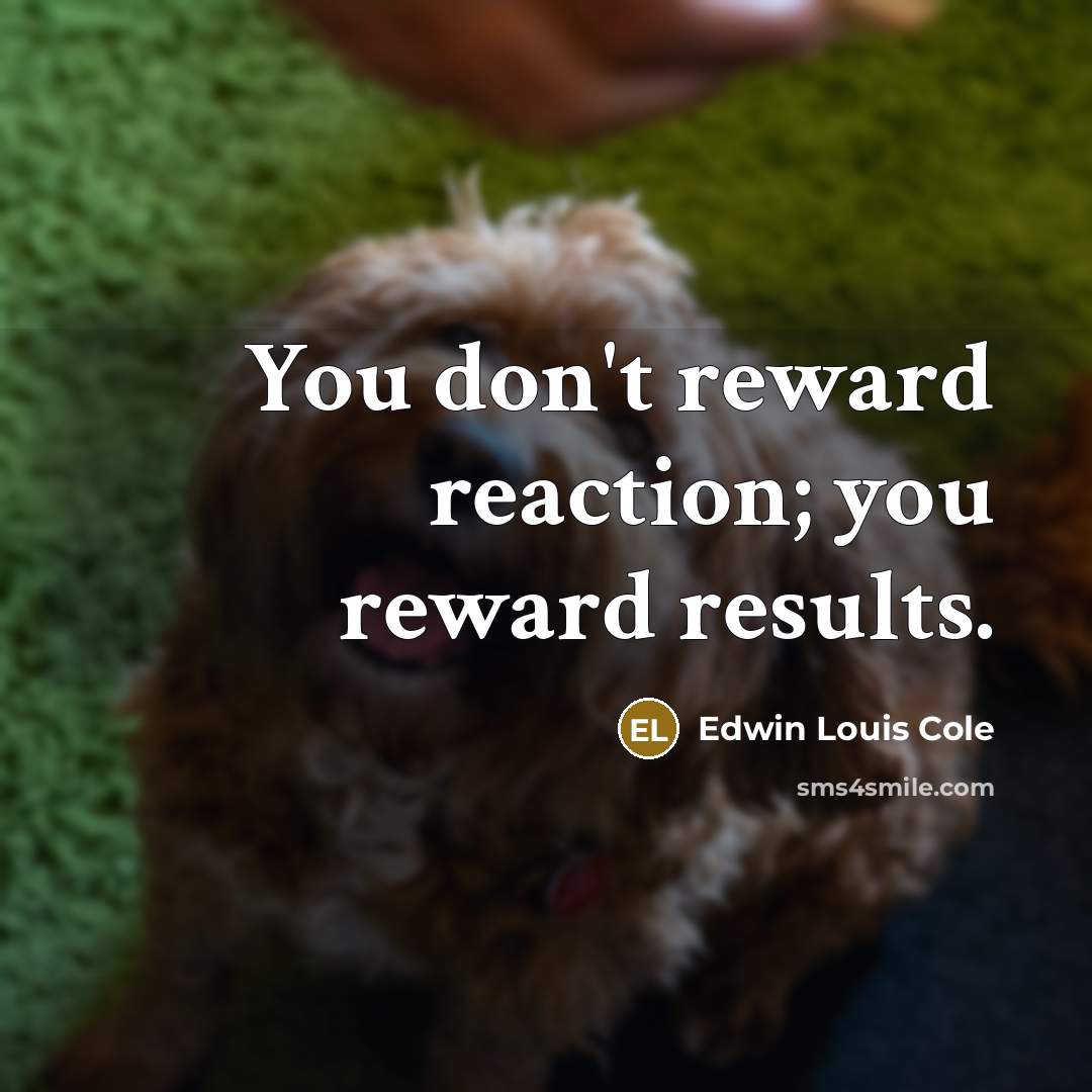 “You don't reward reaction; you reward results.…” quote by Edwin Louis Cole