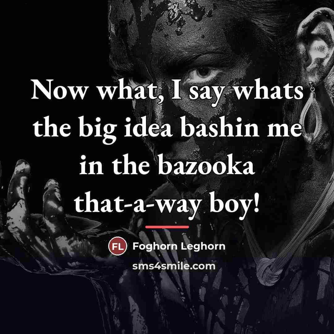 “Now what, I say whats the big idea bashin me…” quote by Foghorn Leghorn