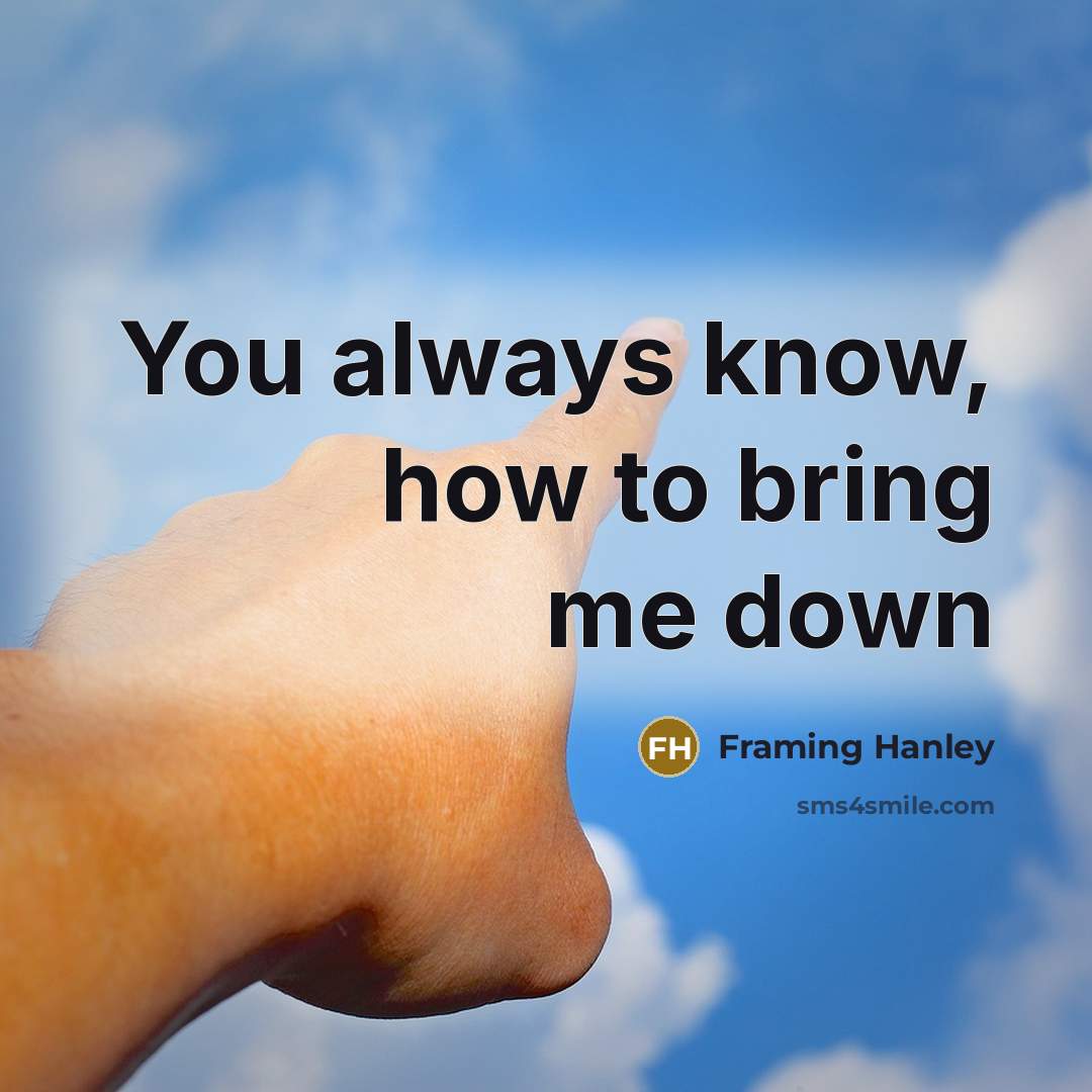 “You always know, how to bring me down…” quote by Framing Hanley