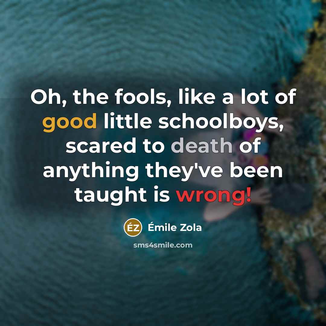 “Oh, the fools, like a lot of good little schoolboys,…” quote by Emile Zola