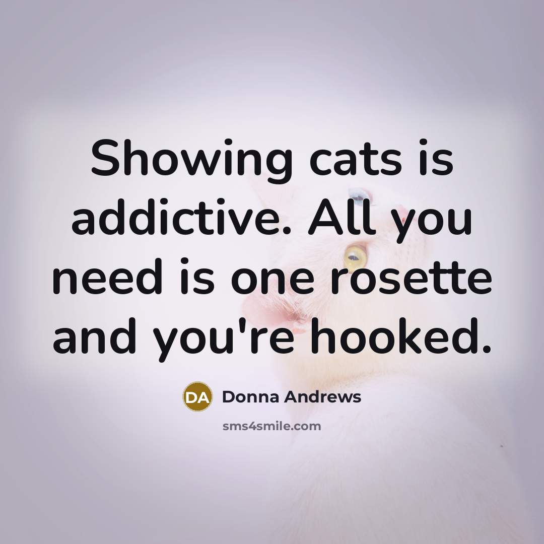 “Showing cats is addictive. All you need is one rosette…” quote by Donna Andrews