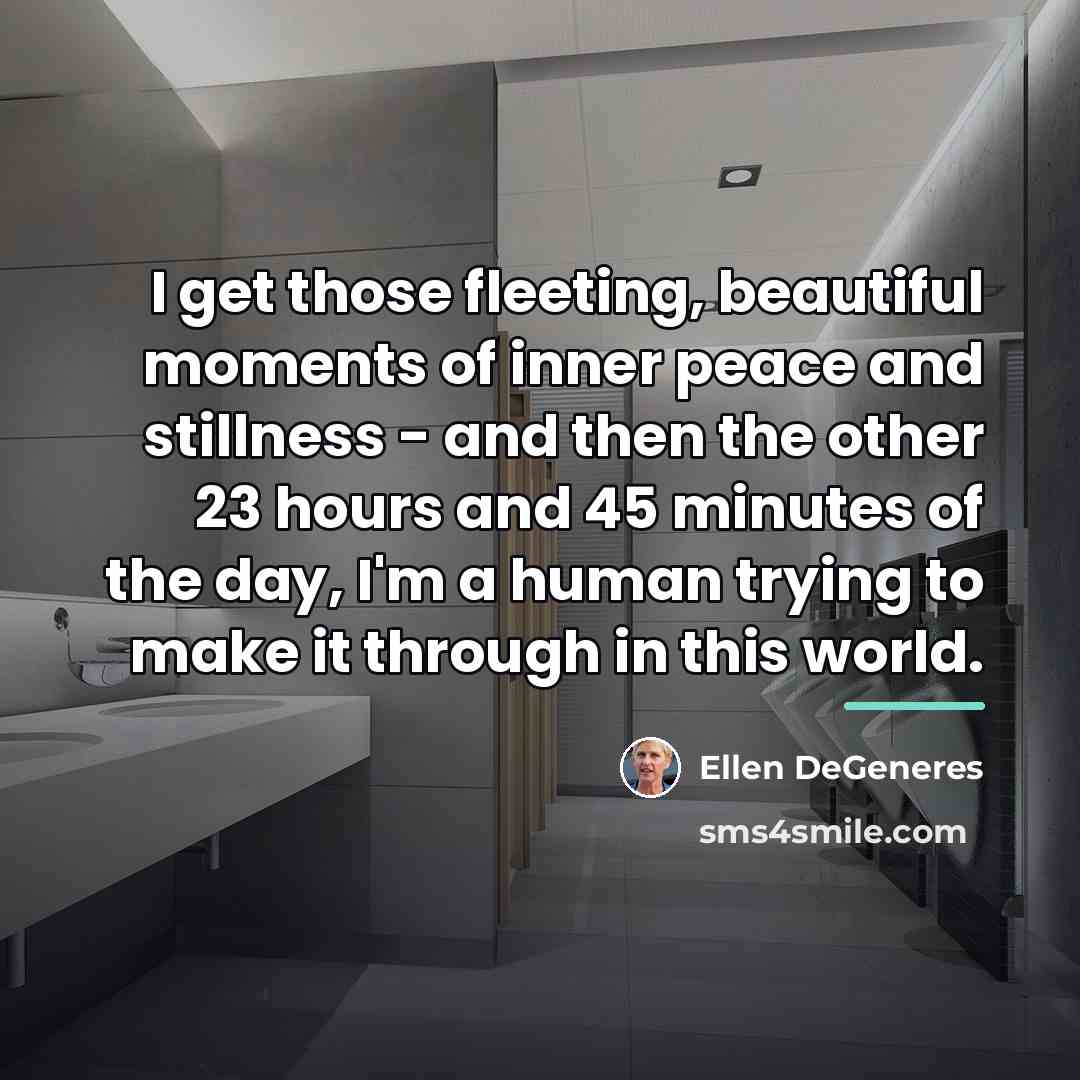 “I get those fleeting, beautiful moments of inner peace and…” quote by Ellen DeGeneres