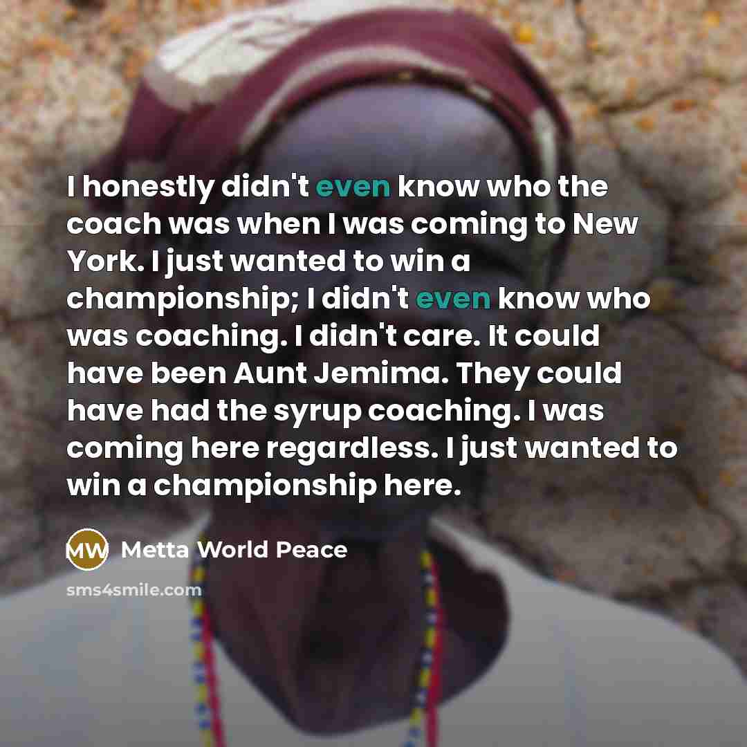 “I honestly didn't even know who the coach was when…” quote by Metta World Peace