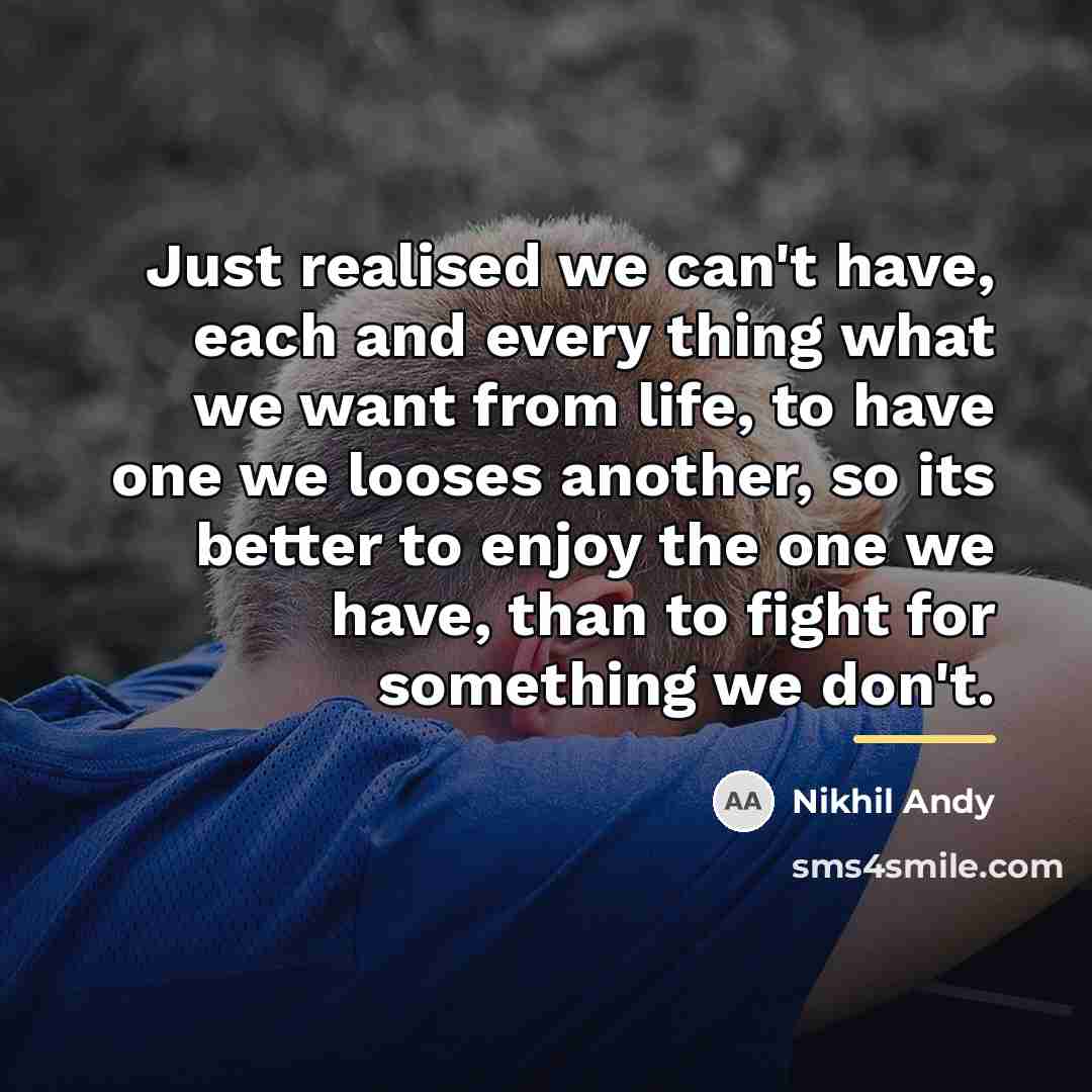 “Just realised we can't have, each and every thing what…” quote by Nikhil Andy