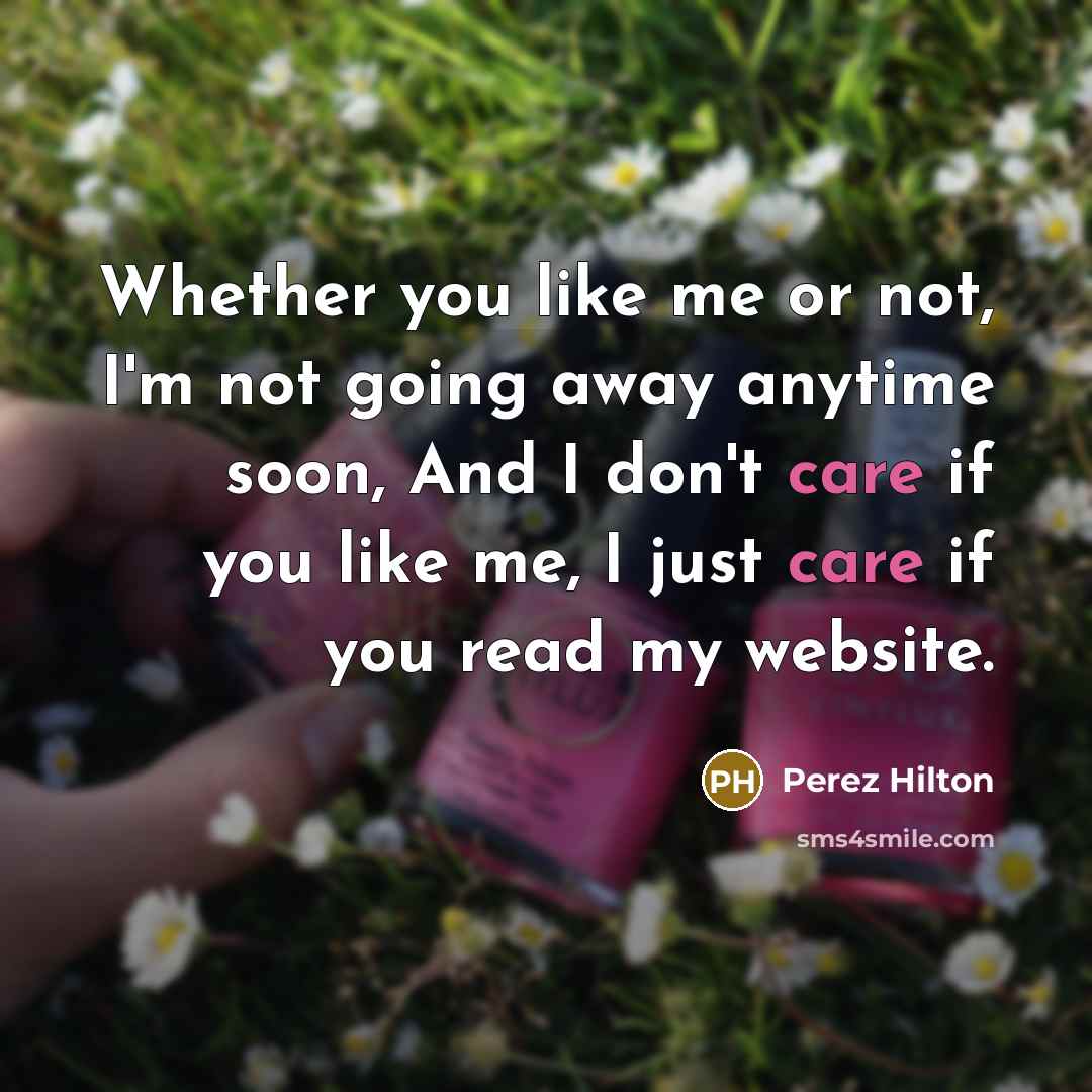 “Whether you like me or not, I'm not going away…” quote by Perez Hilton