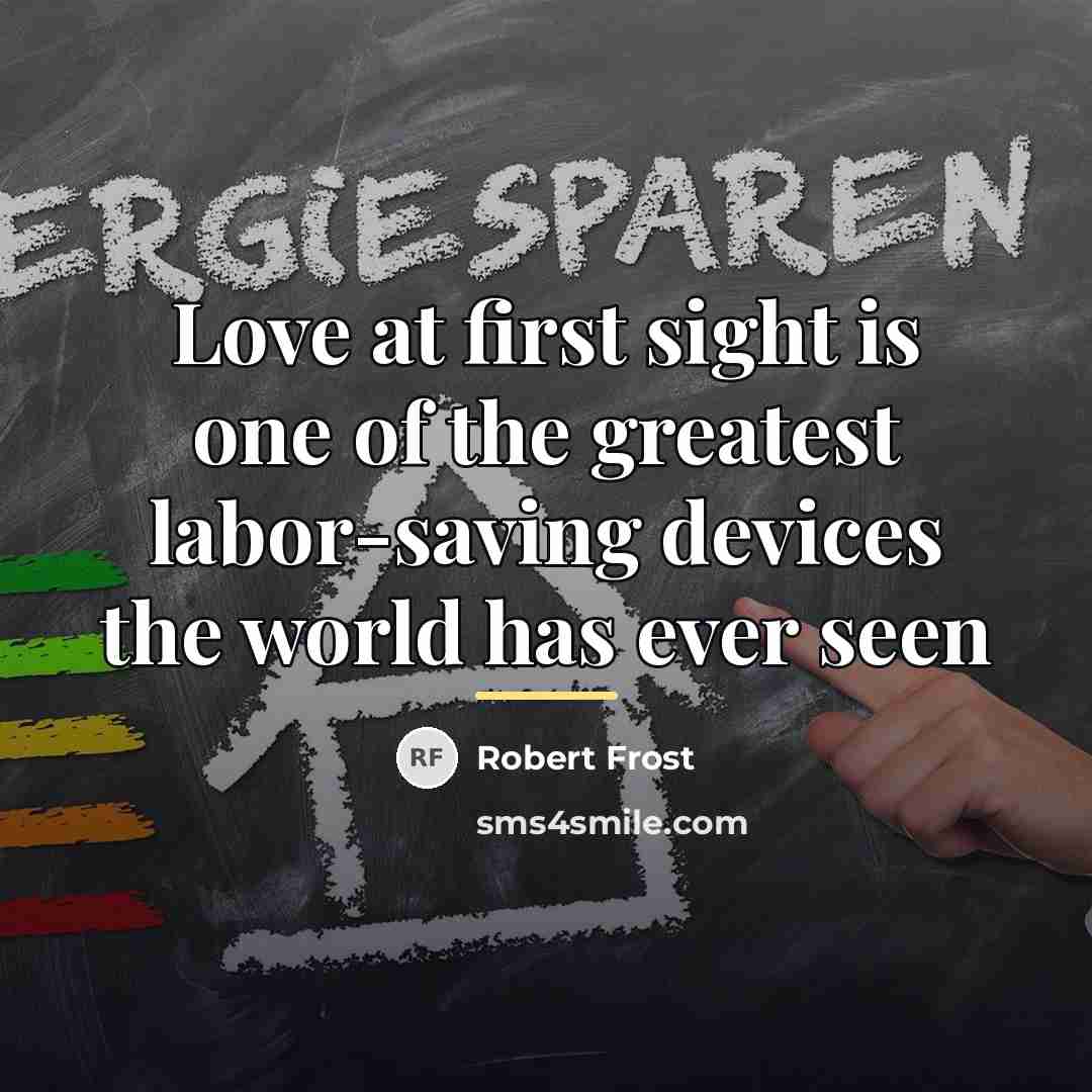 “Love at first sight is one of the greatest labor-saving…” quote by Robert Frost