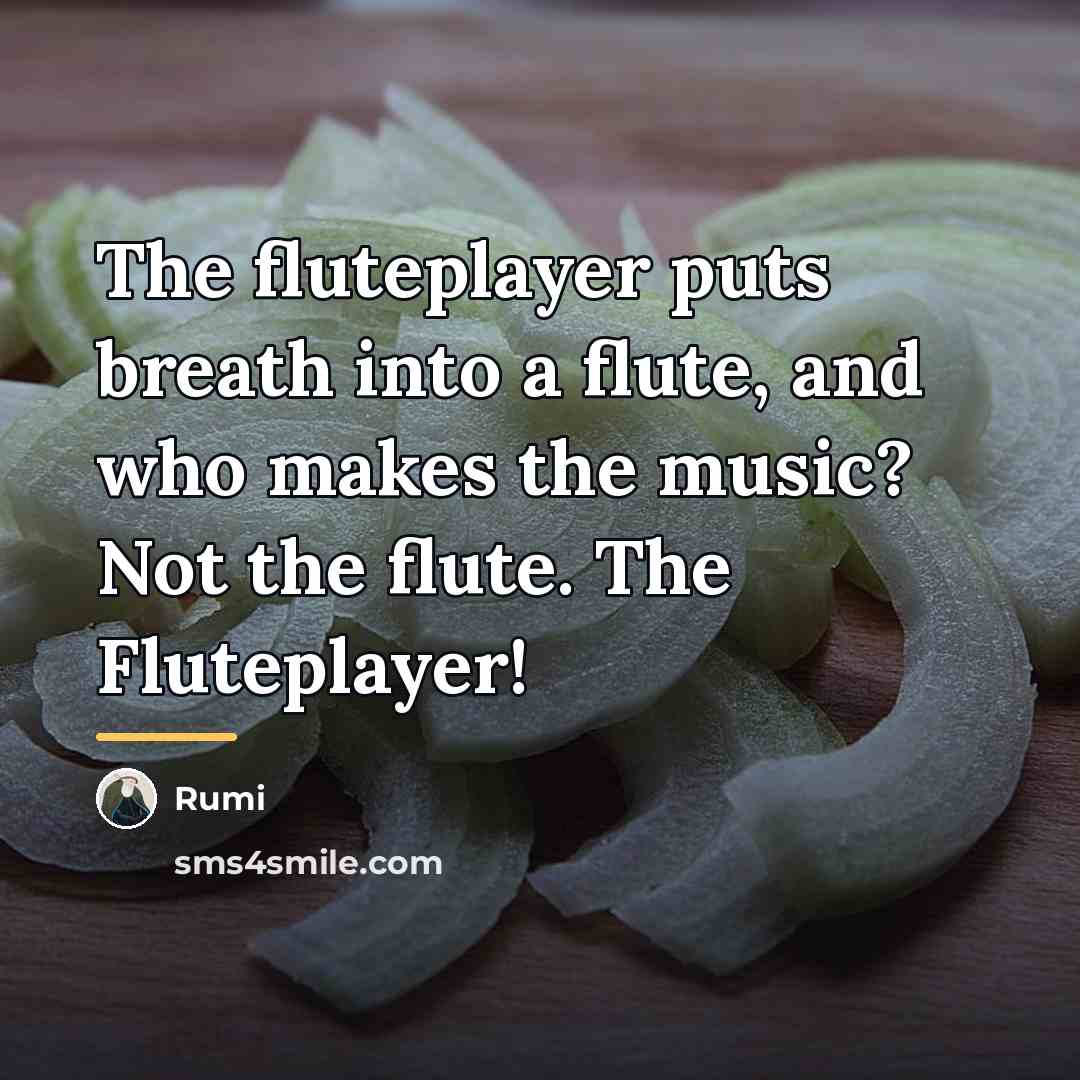 “The fluteplayer puts breath into a flute, and who makes…” quote by Rumi