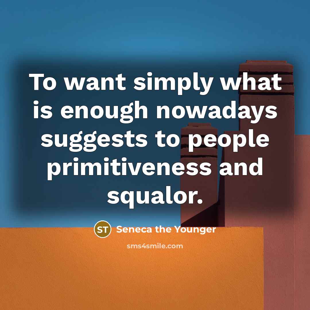 “To want simply what is enough nowadays suggests to people…” quote by Seneca the Younger