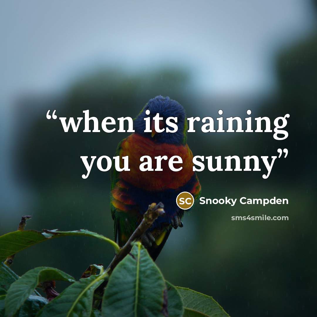 “when its raining you are sunny” quote by Snooky Campden
