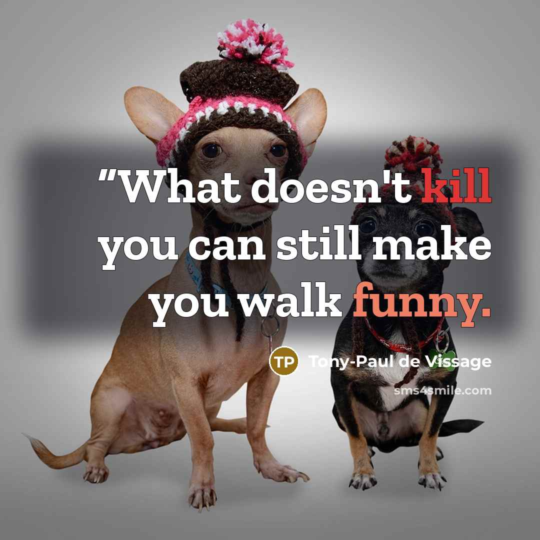 ““What doesn't kill you can still make you walk funny.” quote by Tony-Paul de Vissage
