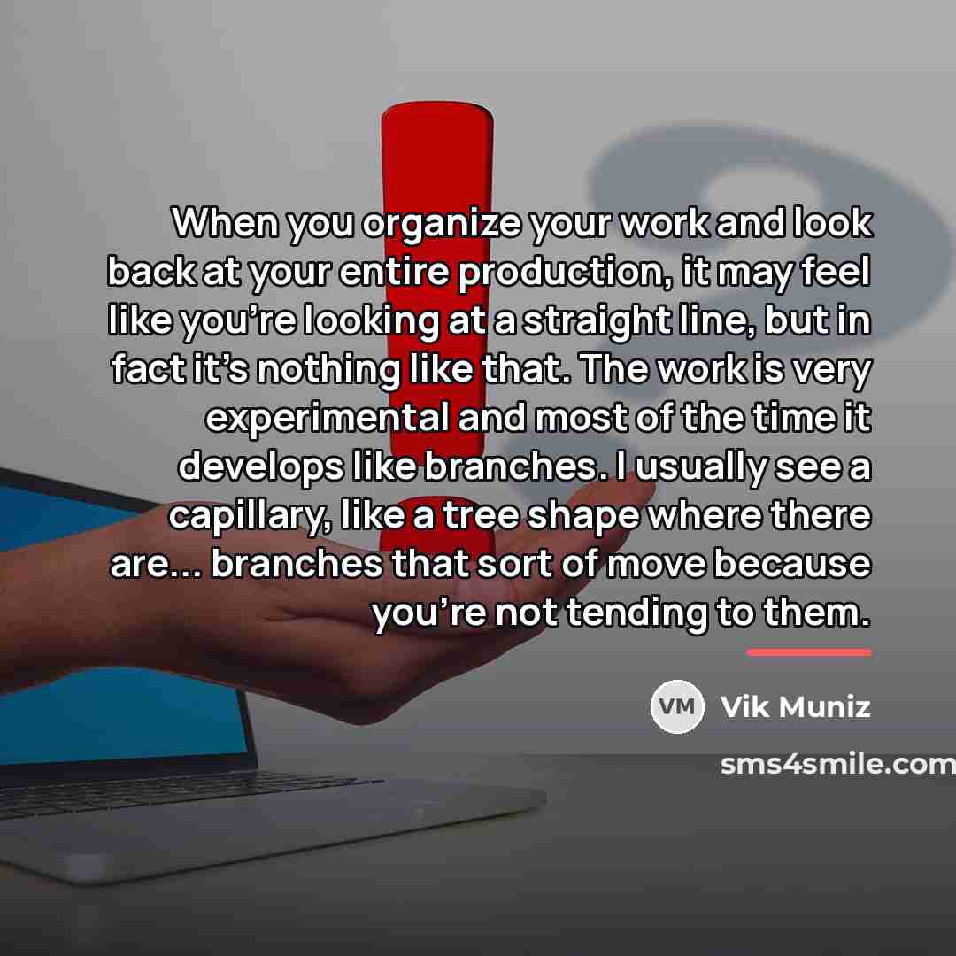 “When you organize your work and look back at your…” quote by Vik Muniz