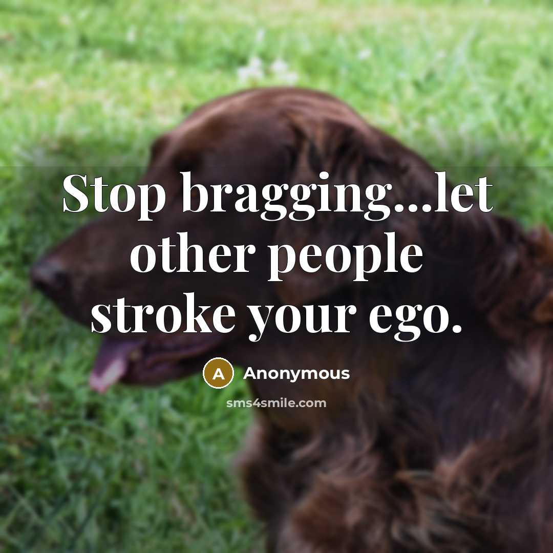 “Stop bragging...let other people stroke your ego.” quote by Anonymous