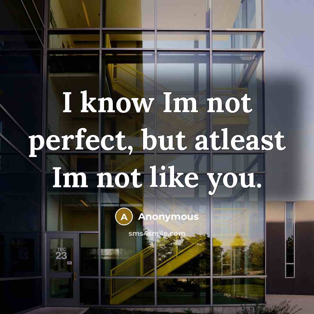 “I know Im not perfect, but atleast Im not like…” quote by Anonymous