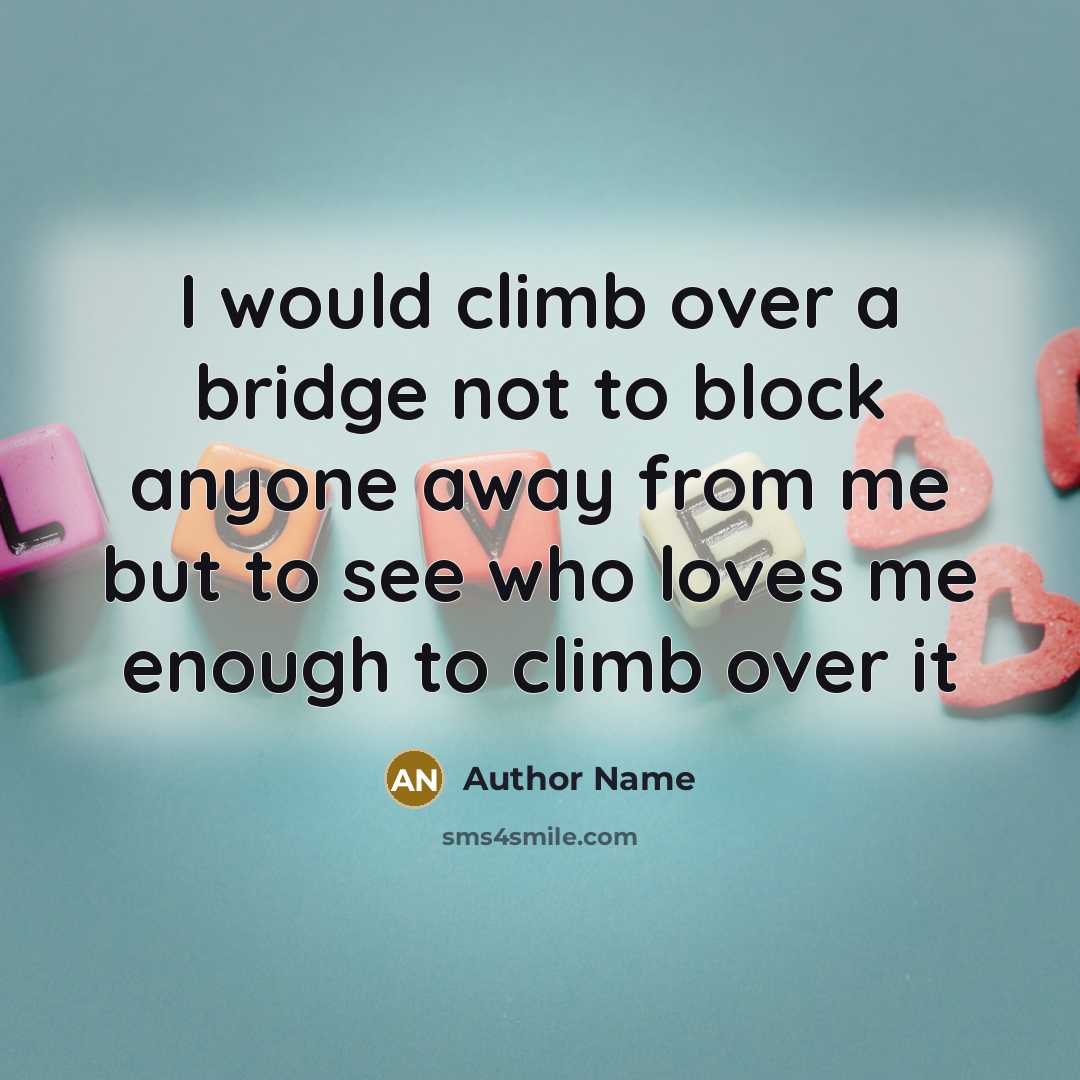 “I would climb over a bridge not to block anyone…” quote by Author Name