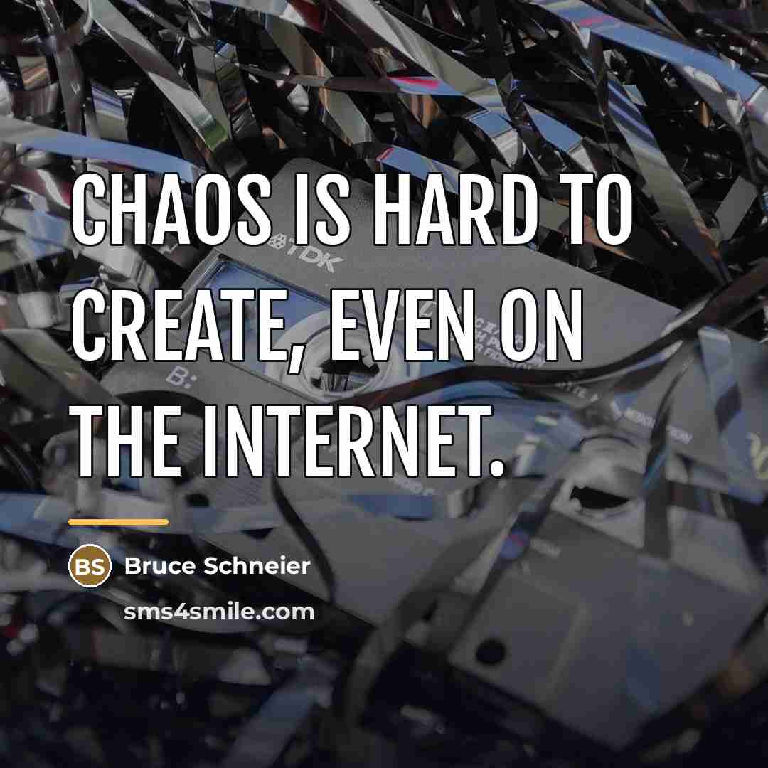 “Chaos is hard to create, even on the Internet.…” quote by Bruce Schneier