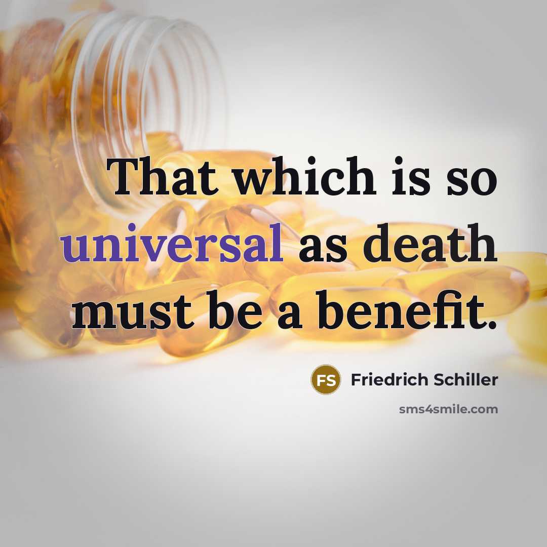 “That which is so universal as death must be a benefit.” quote by Friedrich Schiller