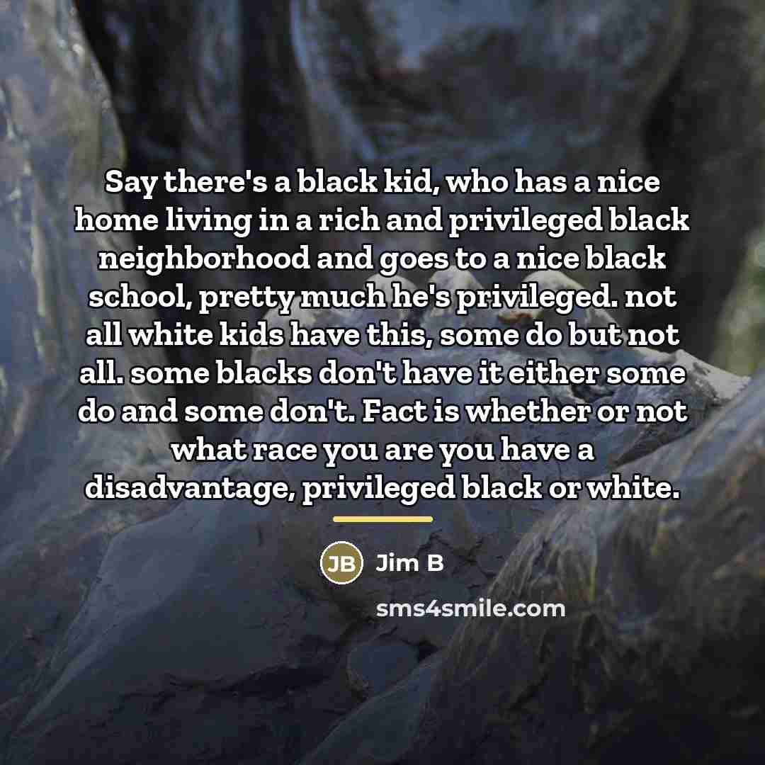 “Say there's a black kid, who has a nice home…” quote by Jim B
