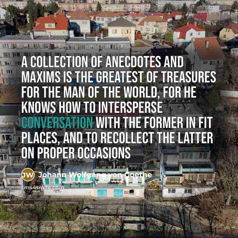 “A collection of anecdotes and maxims is the greatest of…” quote by Johann Wolfgang Von Goethe