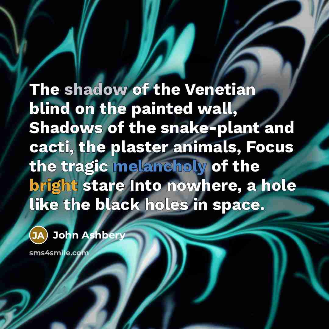 “The shadow of the Venetian blind on the painted wall,…” quote by John Ashbery