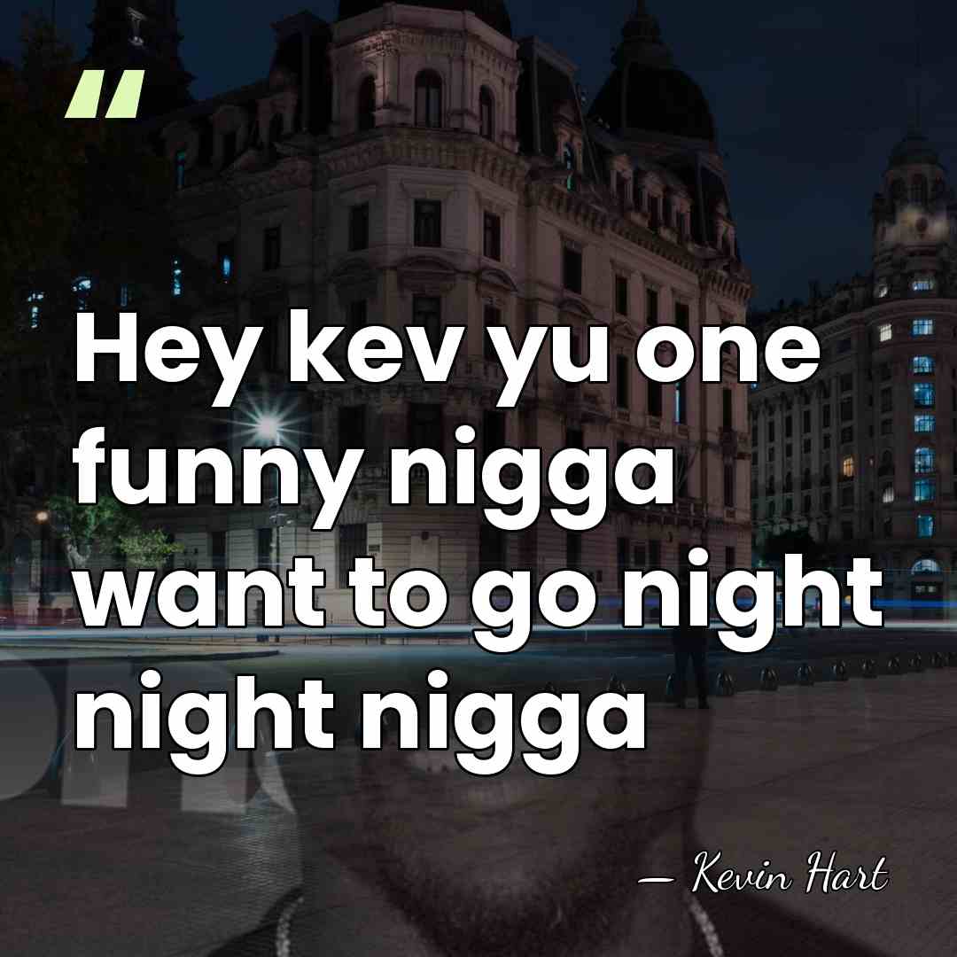 Hey kev yu one funny nigga want to go night night nigga - Kevin Hart