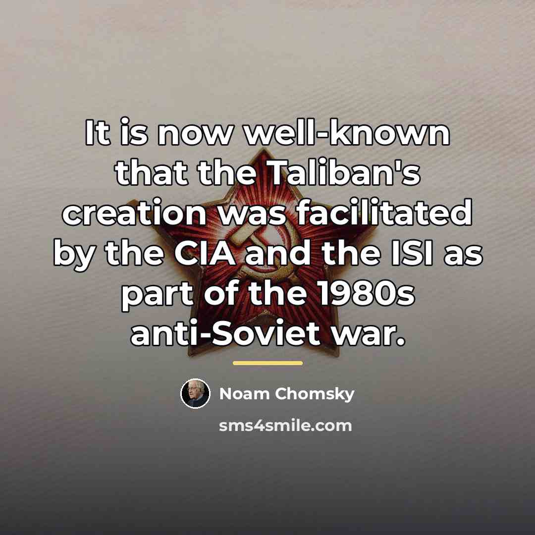 “It is now well-known that the Taliban's creation was facilitated…” quote by Noam Chomsky