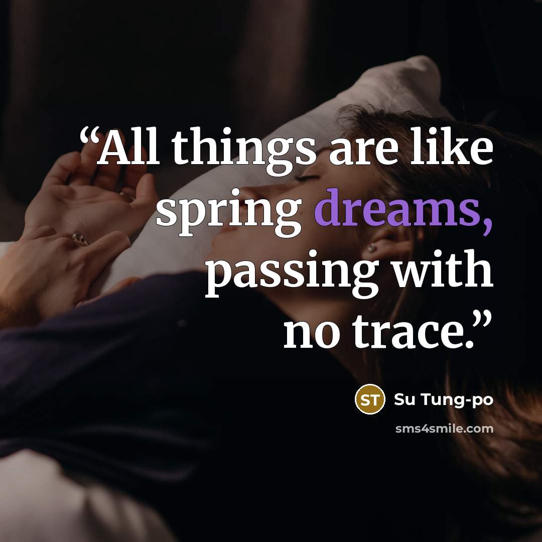 “All things are like spring dreams, passing with no trace.” quote by Su Tung-po