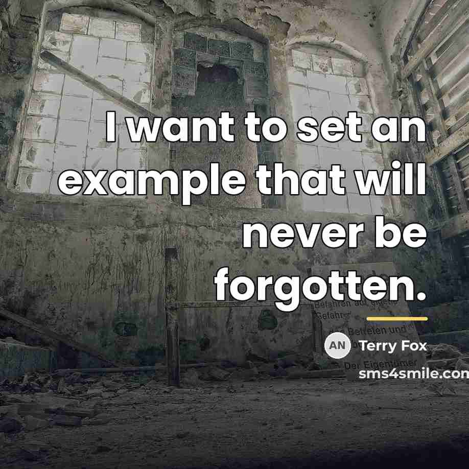 “I want to set an example that will never be…” quote by Terry Fox