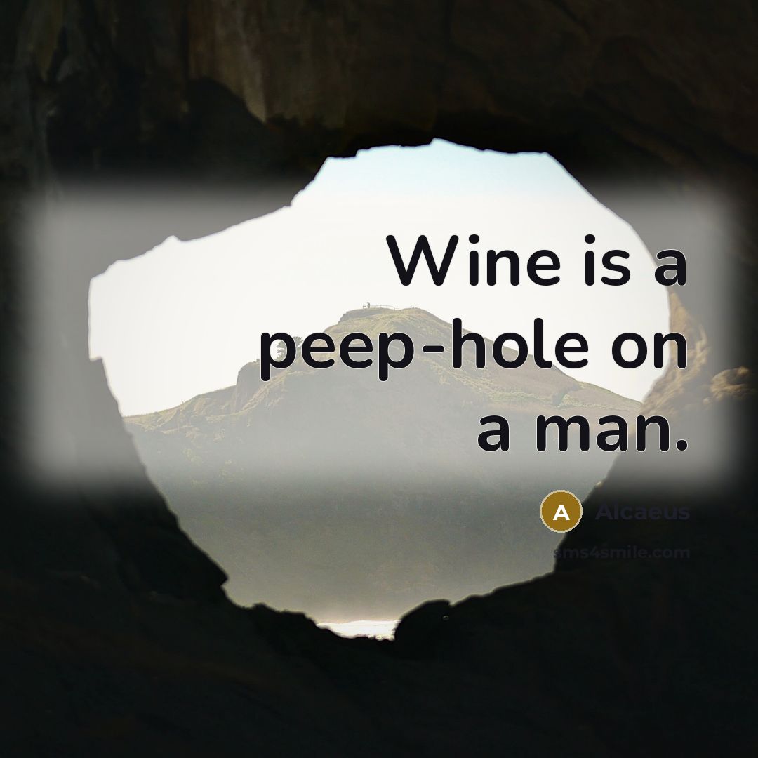 “Wine is a peep-hole on a man.…” quote by Alcaeus