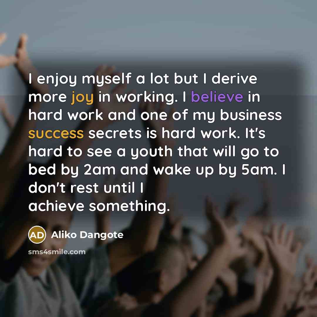 “I enjoy myself a lot but I derive more joy…” quote by Aliko Dangote