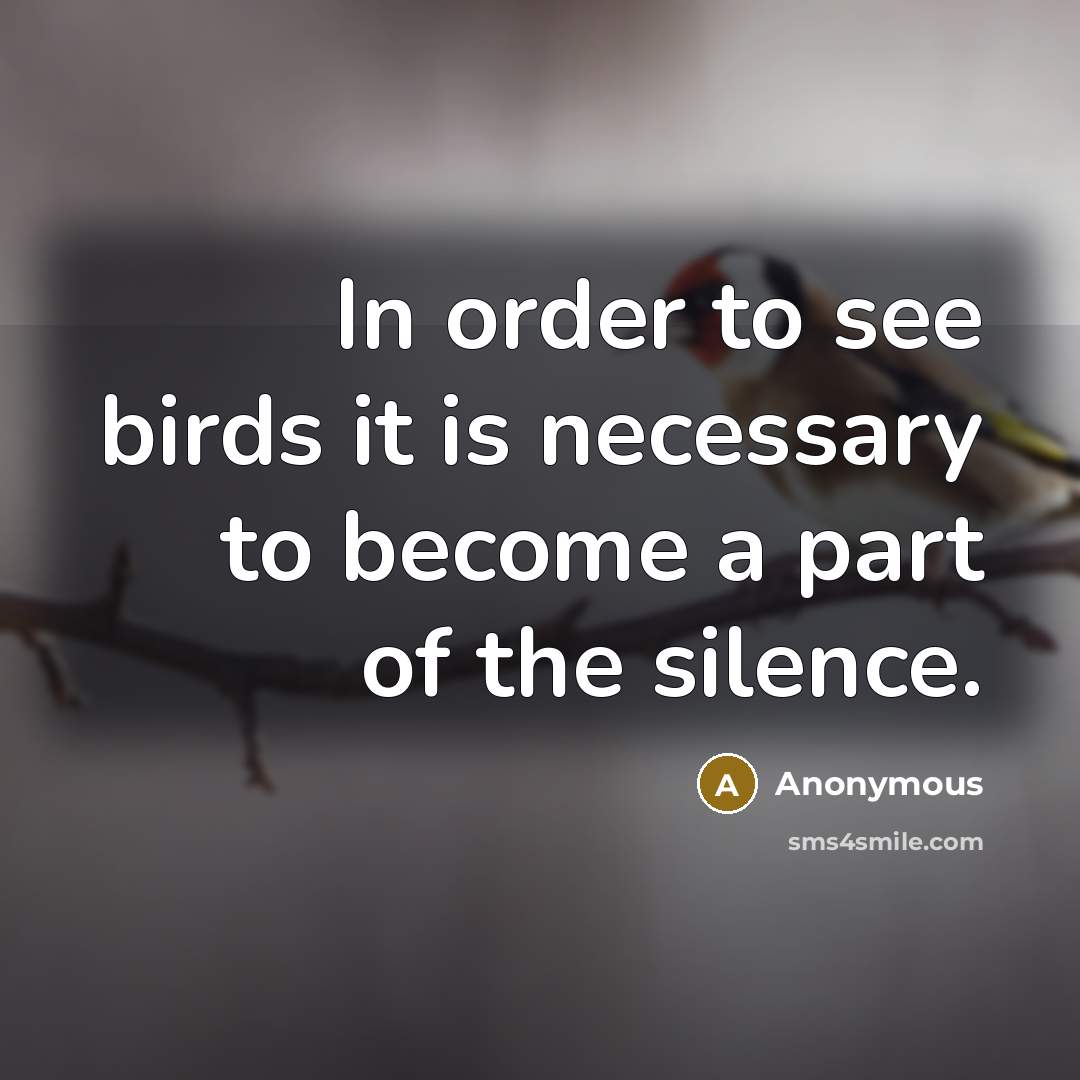 “In order to see birds it is necessary to become…” quote by Anonymous
