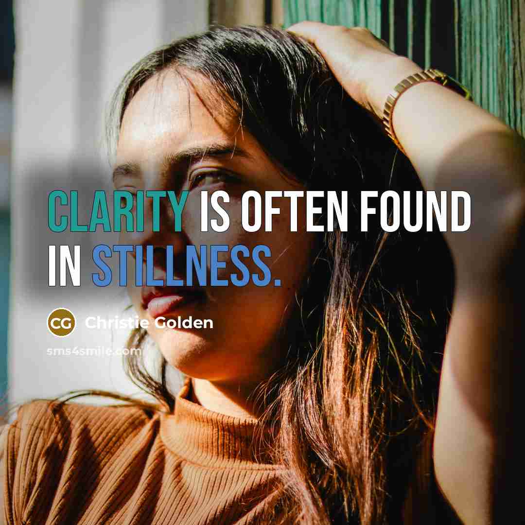 “Clarity is often found in stillness.…” quote by Christie Golden