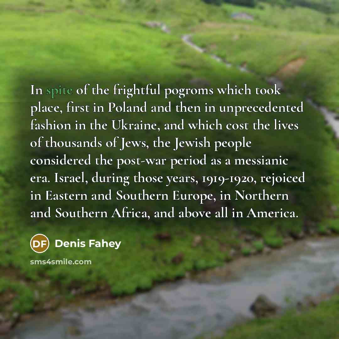 “In spite of the frightful pogroms which took place, first…” quote by Denis Fahey