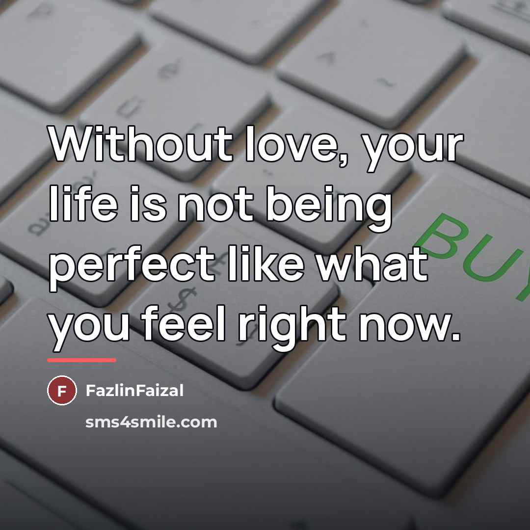 “Without love, your life is not being perfect like what…” quote by FazlinFaizal