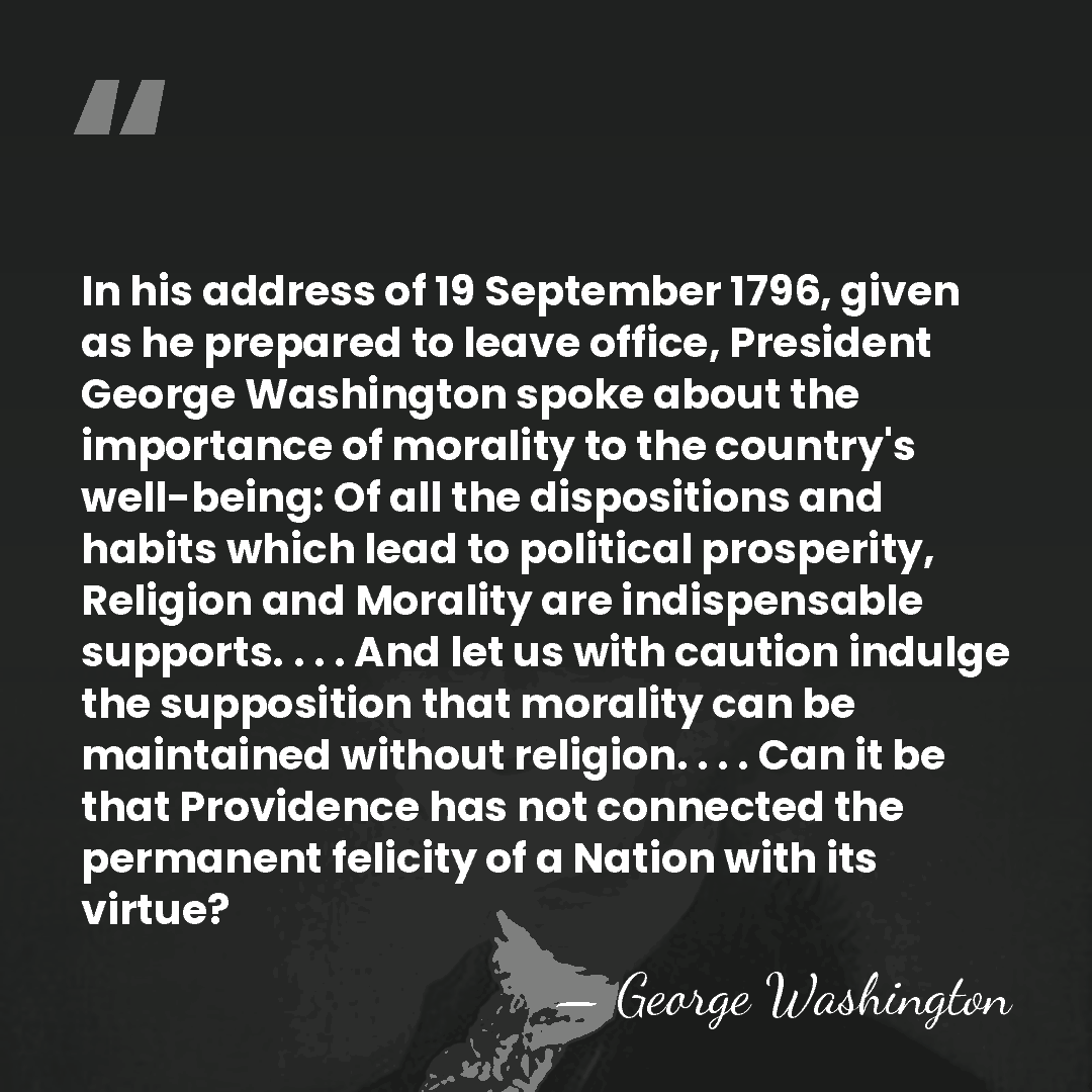 In his address of 19 September 1796, given as he prepared to&hellip; - George Washington