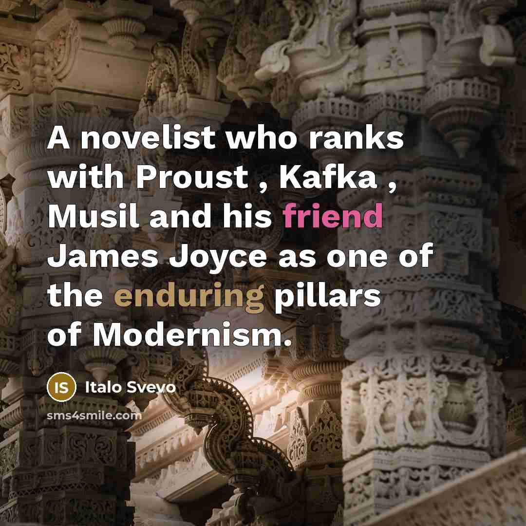 “A novelist who ranks with Proust , Kafka , Musil…” quote by Italo Svevo