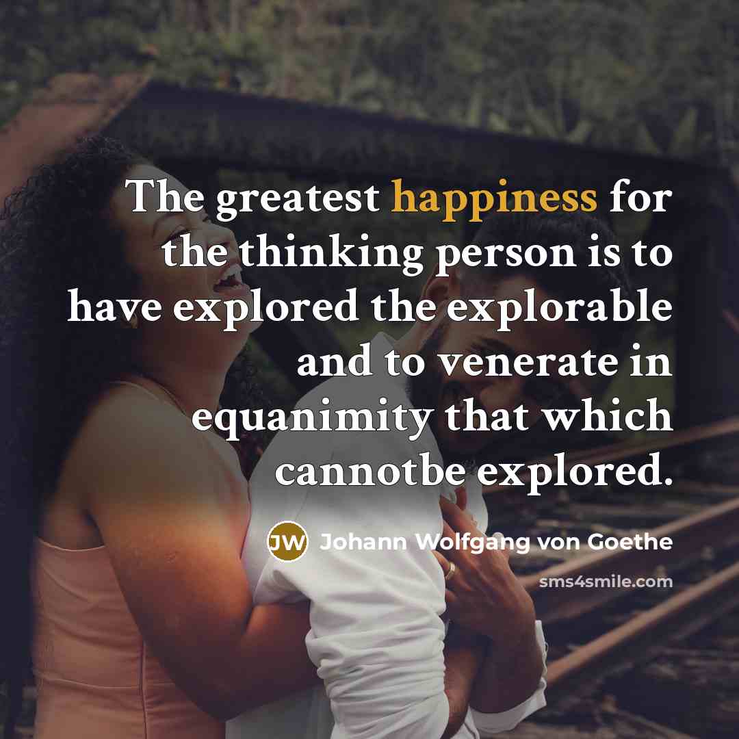 “The greatest happiness for the thinking person is to have…” quote by Johann Wolfgang von Goethe