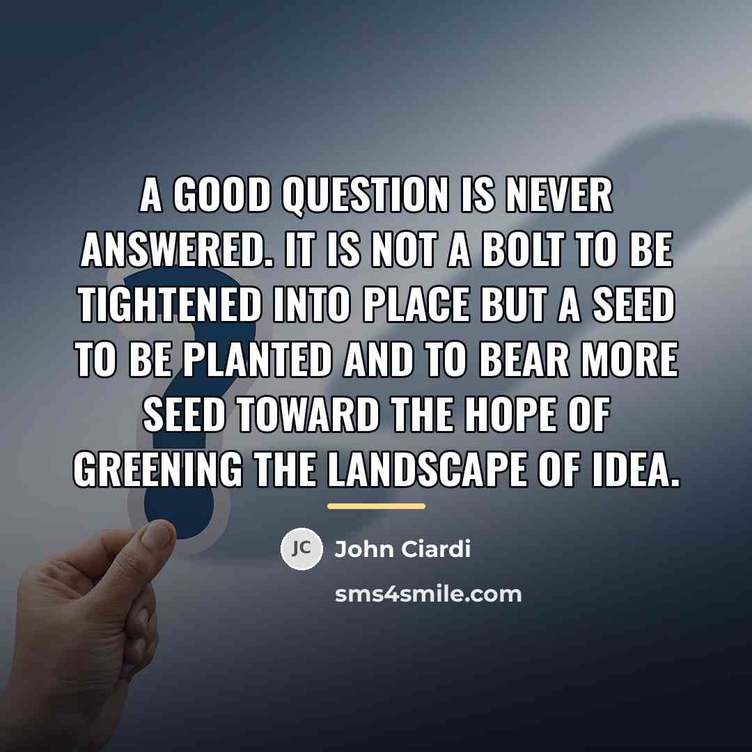 “A good question is never answered. It is not a…” quote by John Ciardi