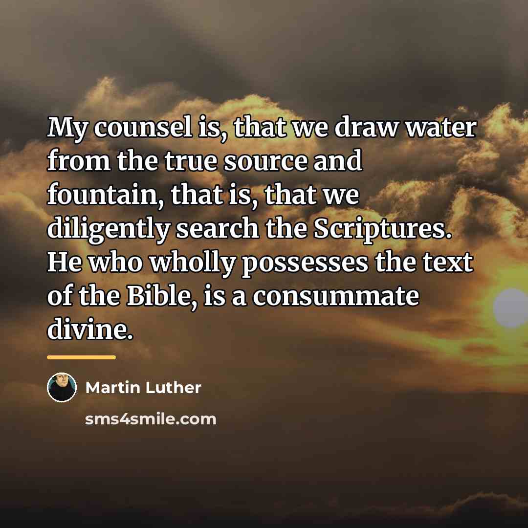 “My counsel is, that we draw water from the true…” quote by Martin Luther