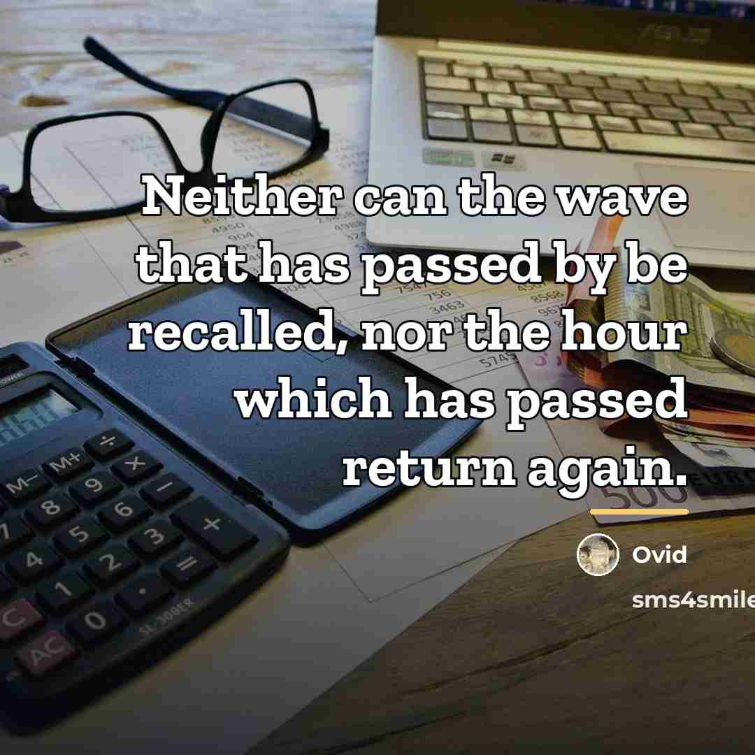 “Neither can the wave that has passed by be recalled,…” quote by Ovid