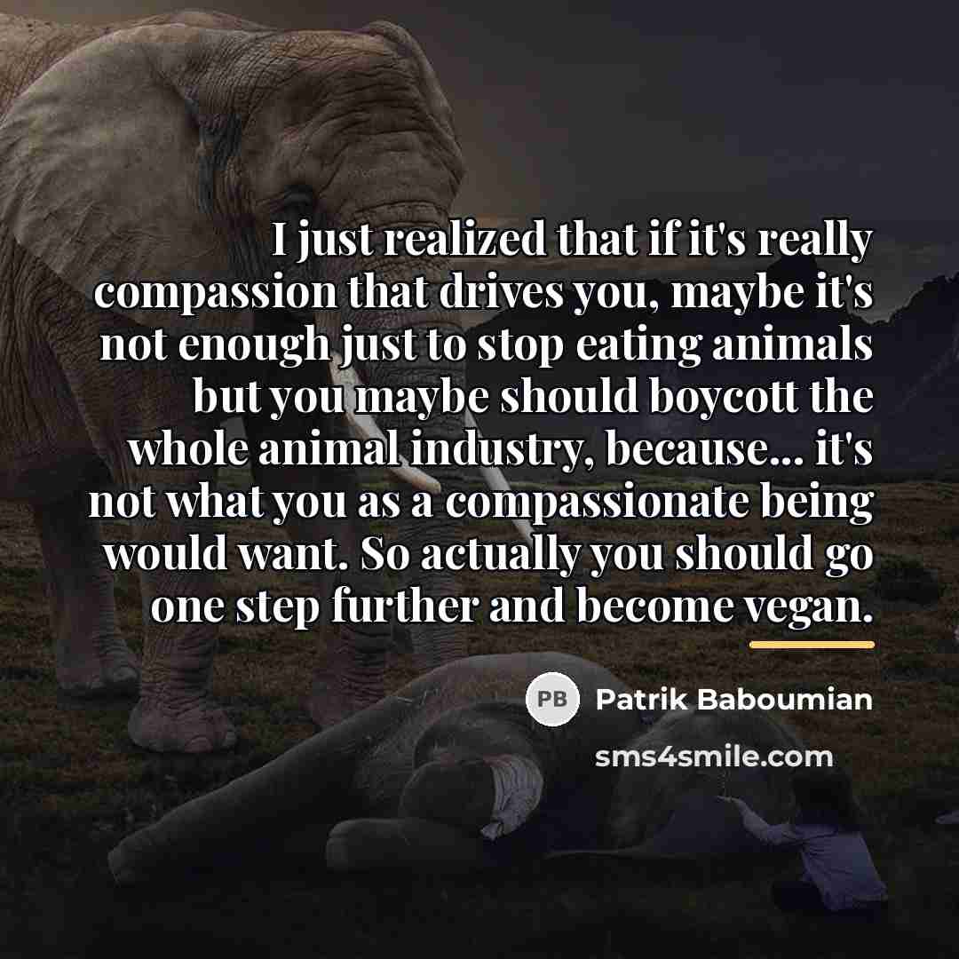 “I just realized that if it's really compassion that drives…” quote by Patrik Baboumian