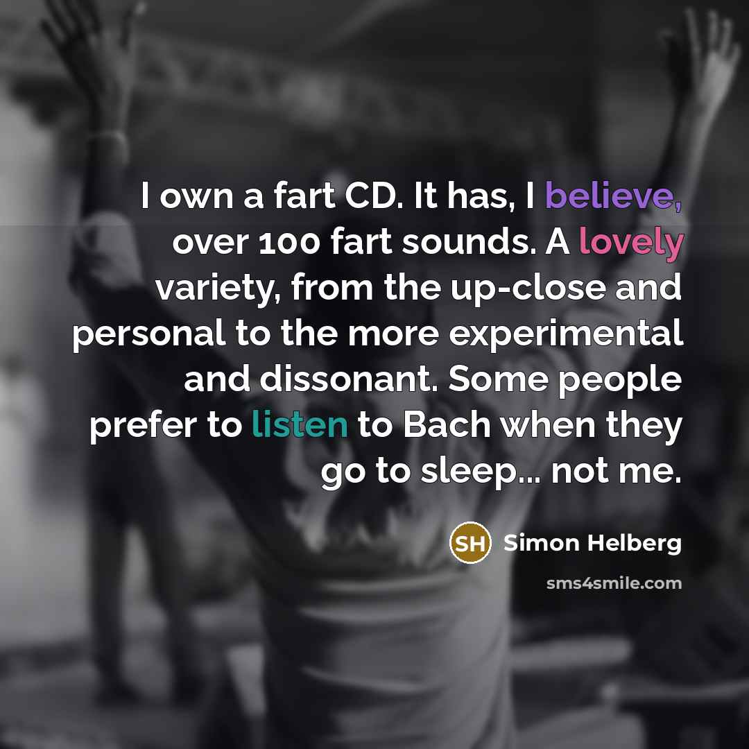 “I own a fart CD. It has, I believe, over…” quote by Simon Helberg