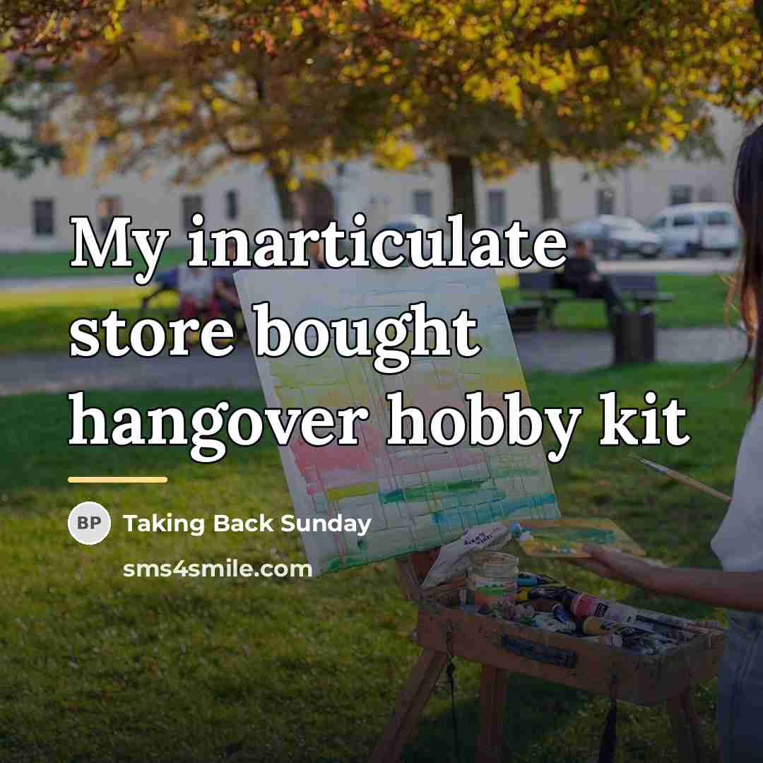 “My inarticulate store bought hangover hobby kit…” quote by Taking Back Sunday