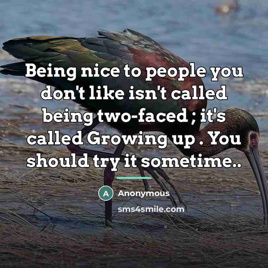 “Being nice to people you don't like isn't called being…” quote by Anonymous