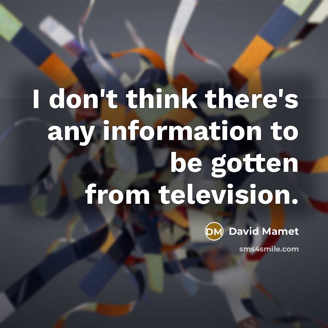 “I don't think there's any information to be gotten from…” quote by David Mamet