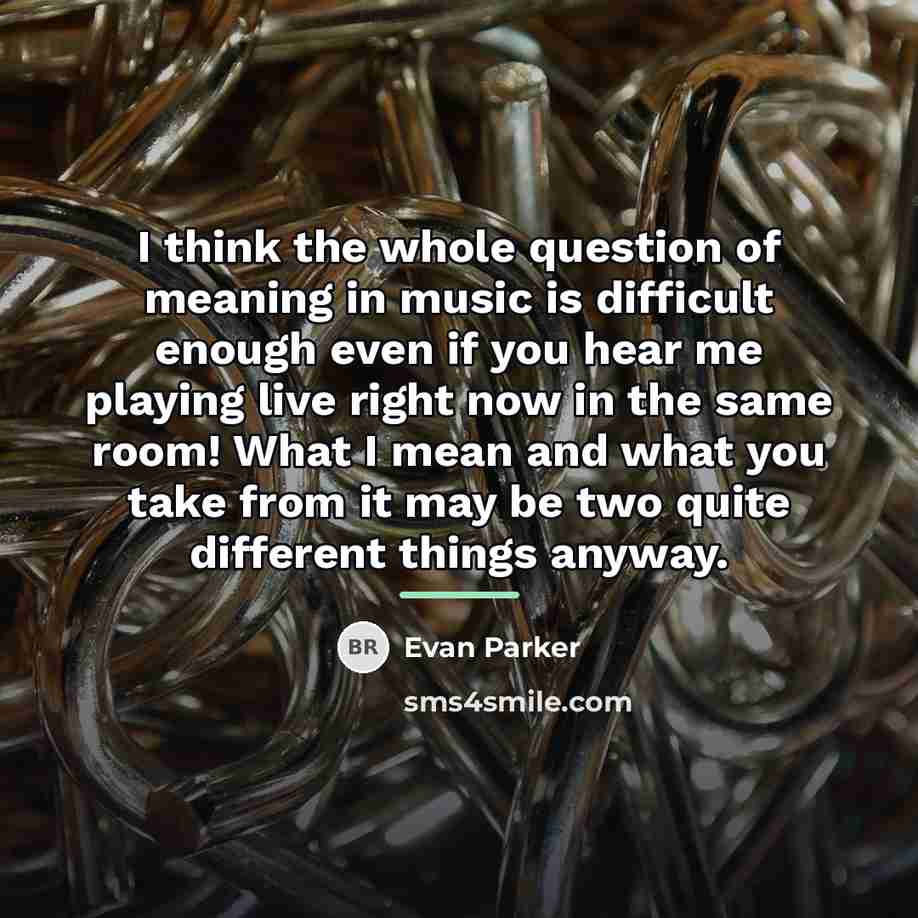 “I think the whole question of meaning in music is…” quote by Evan Parker