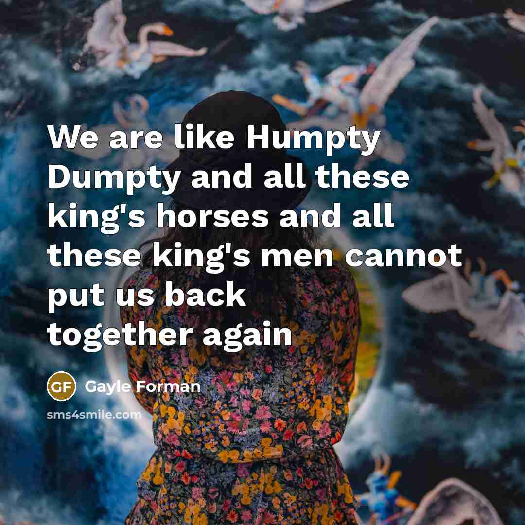 “We are like Humpty Dumpty and all these king's horses…” quote by Gayle Forman