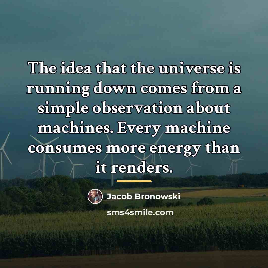 “The idea that the universe is running down comes from…” quote by Jacob Bronowski